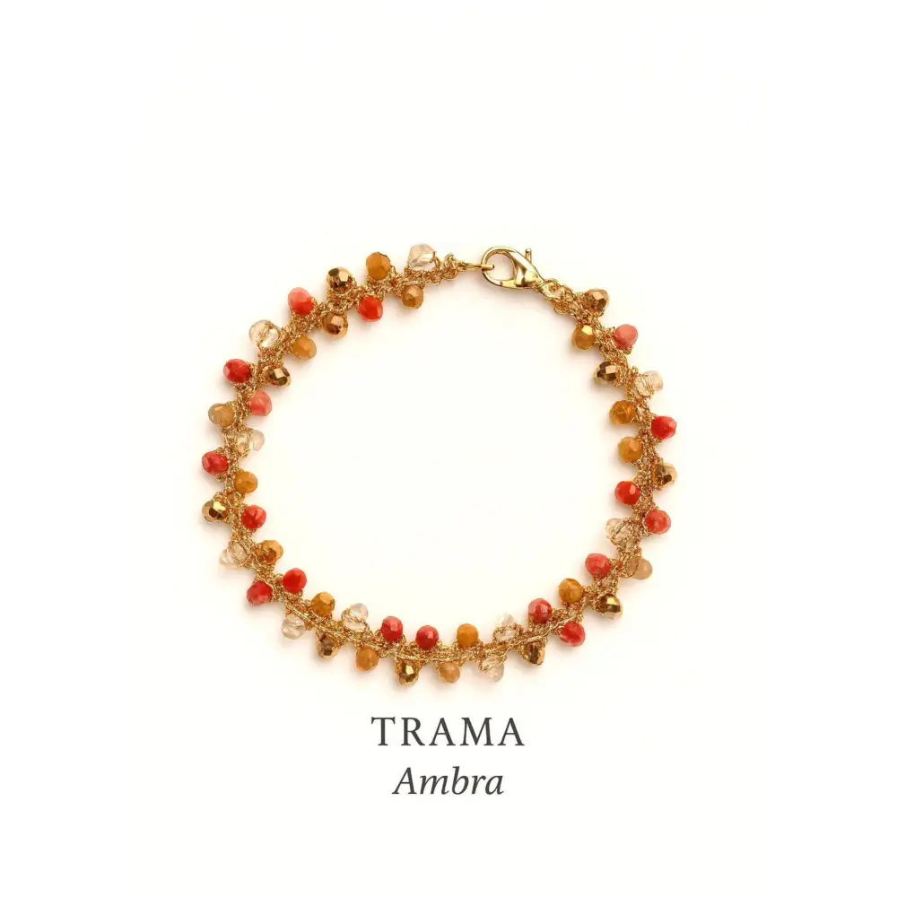Bracciale handmade Trama con cristalli sfaccettati oro e colori vivaci