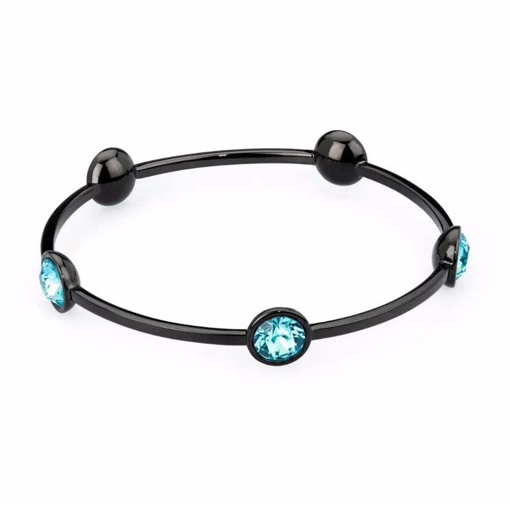 Bracciale rigido donna B-Tring BTN25 nero e teal con perline rotonde