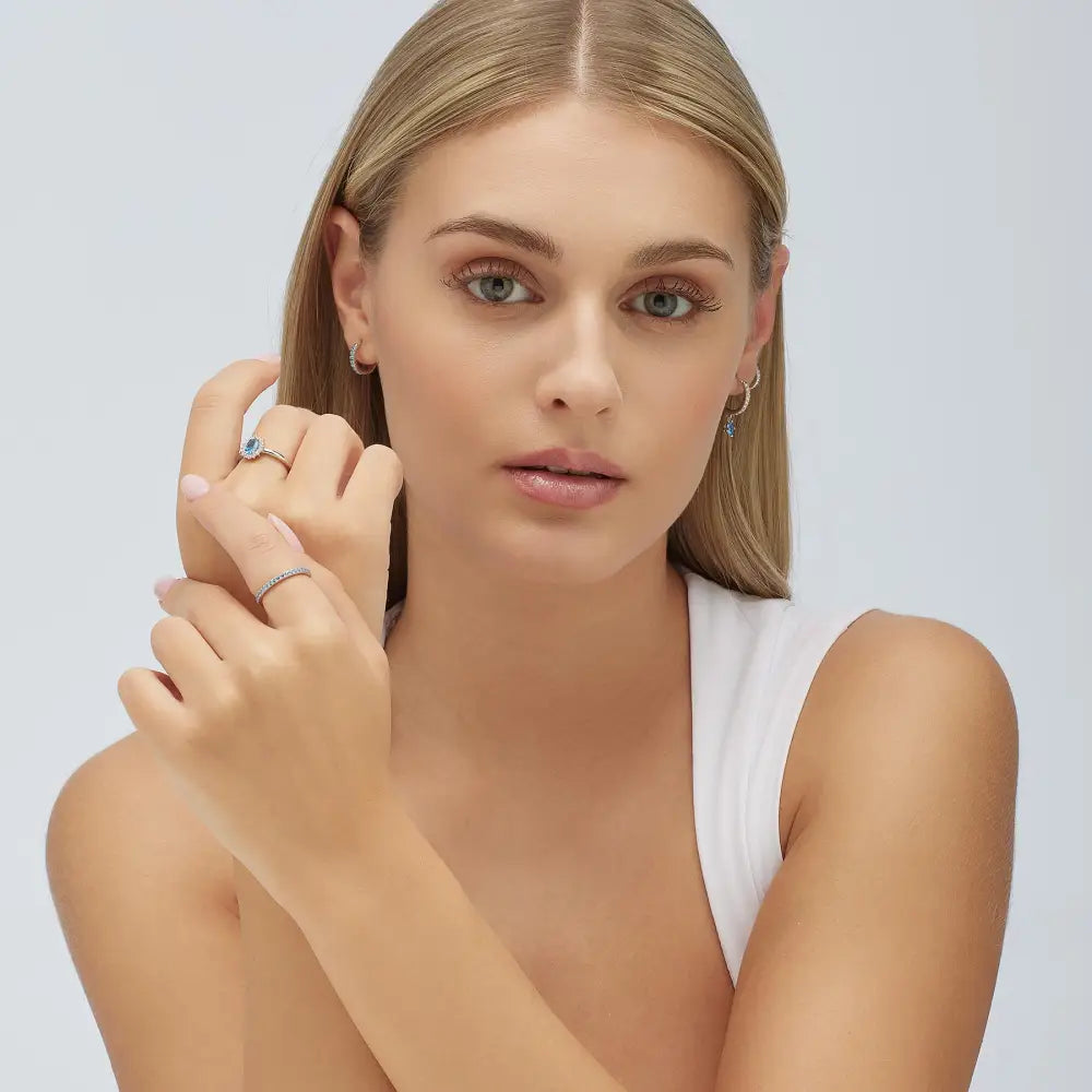 Brosway Ad Anella orecchino donna in argento 925 con gemme blu