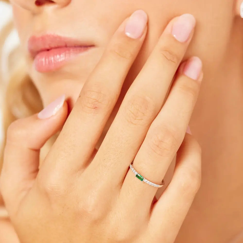 Anello donna Brosway in argento 925 con gemma verde e diamanti FLG148