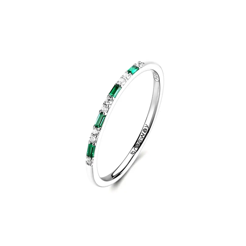 Anello donna Brosway in argento 925 con pietre verdi e bianche, design delicato