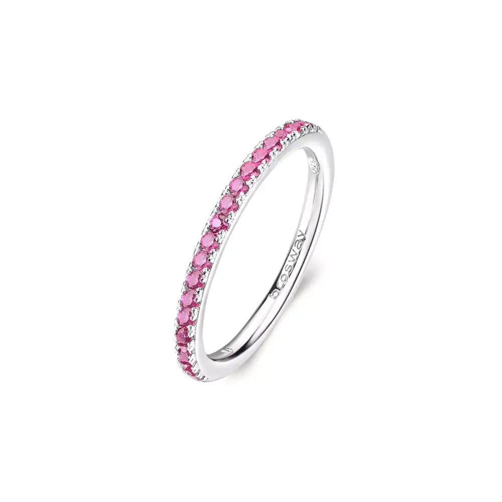 Anello eternity Brosway in oro bianco 18k con zaffiri rosa