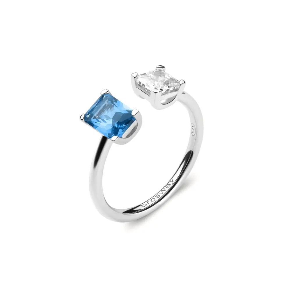 Anello Brosway donna in argento 925 con topazio blu e diamante