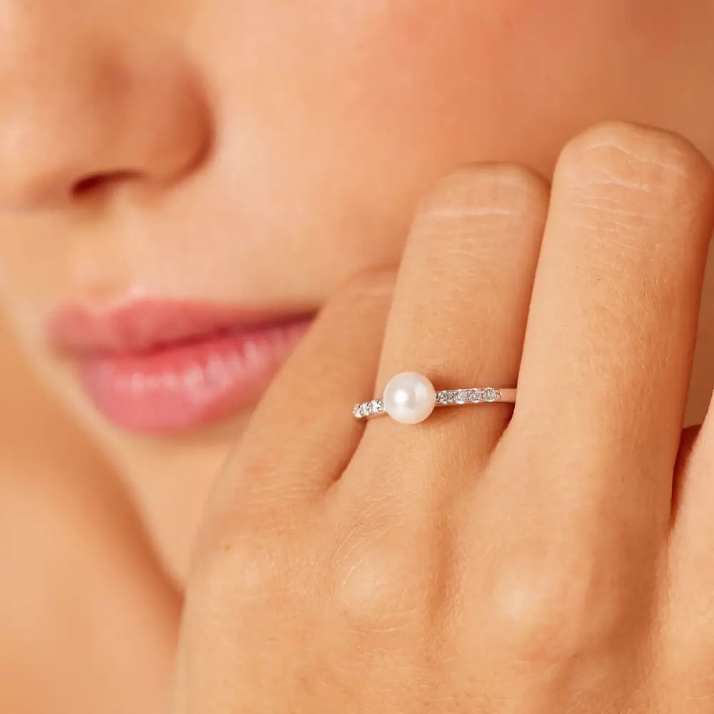 Anello donna Brosway in argento 925 con perla e diamanti, mis. 16, Fancy FIW177C