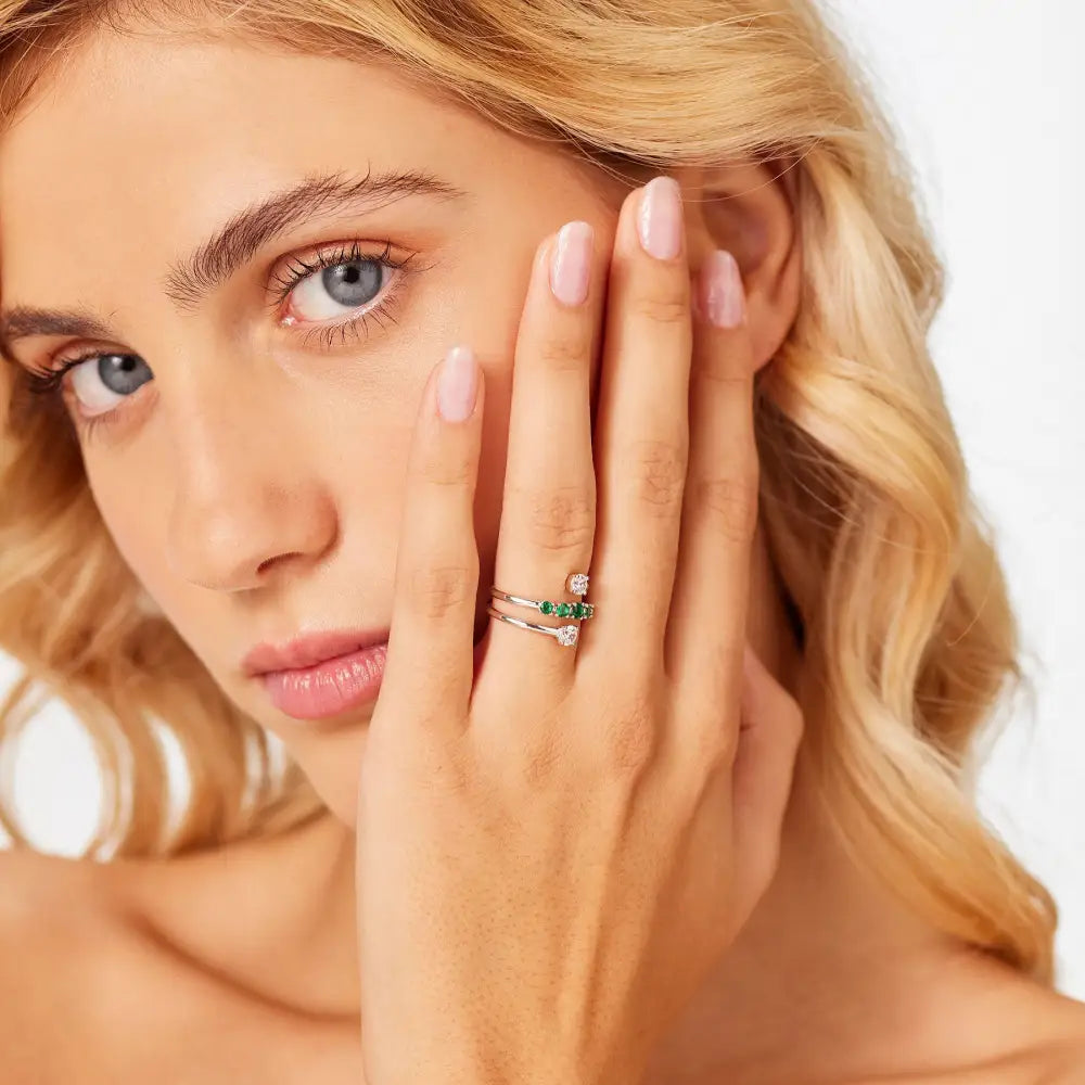 Anello donna Brosway in argento 925 con gemma verde, collezione Fancy FLG135D