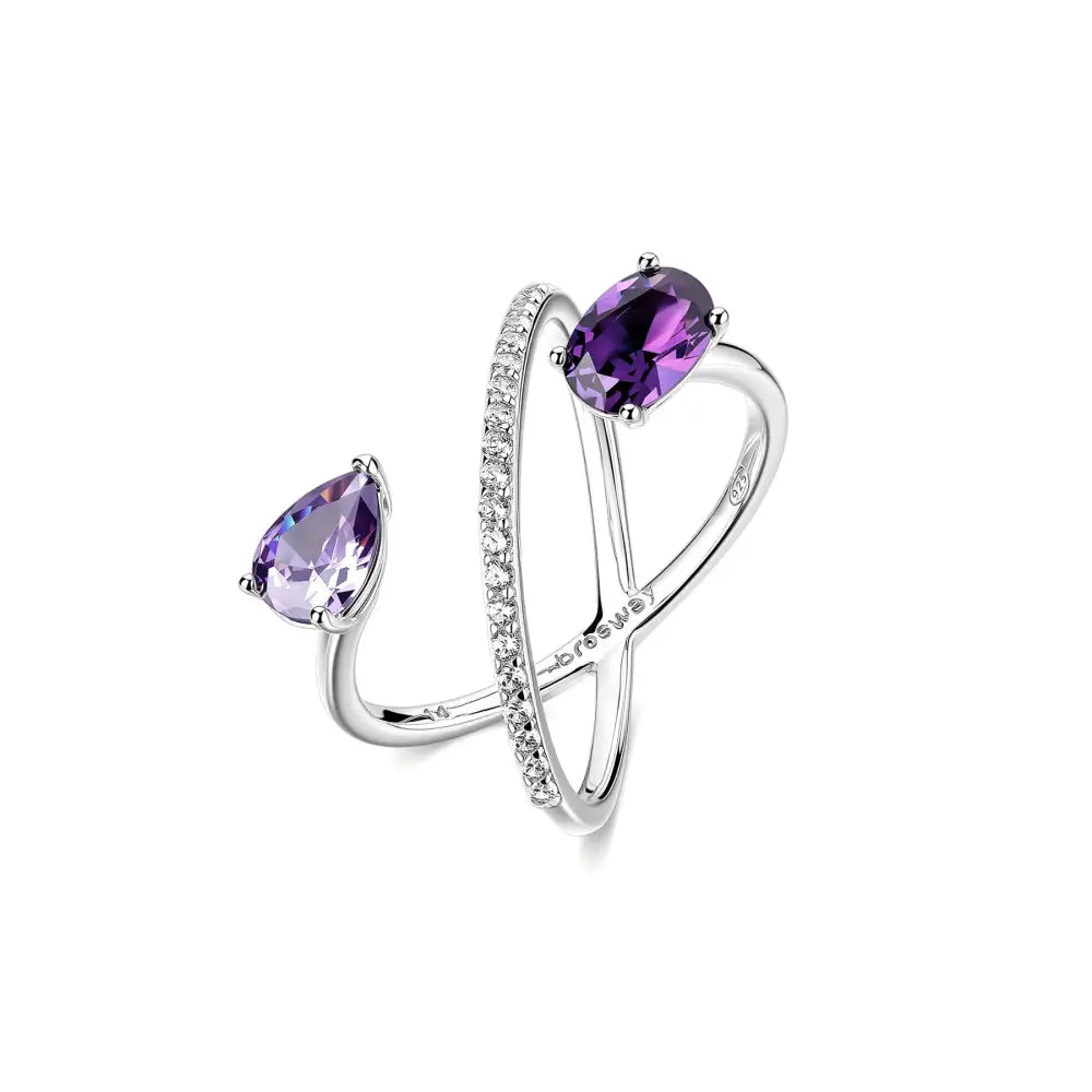 Anello Brosway donna in argento 925 con ametista viola e diamanti