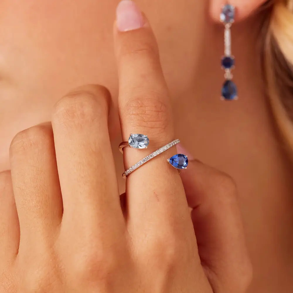 Anello donna Brosway in argento 925 con diamante e zaffiro a pera 18k