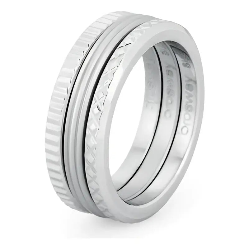 Anello donna Brosway Tring BTGC21E Mis. 20 CURIOSITA’ in argento con bande testurizzate e design intrecciato