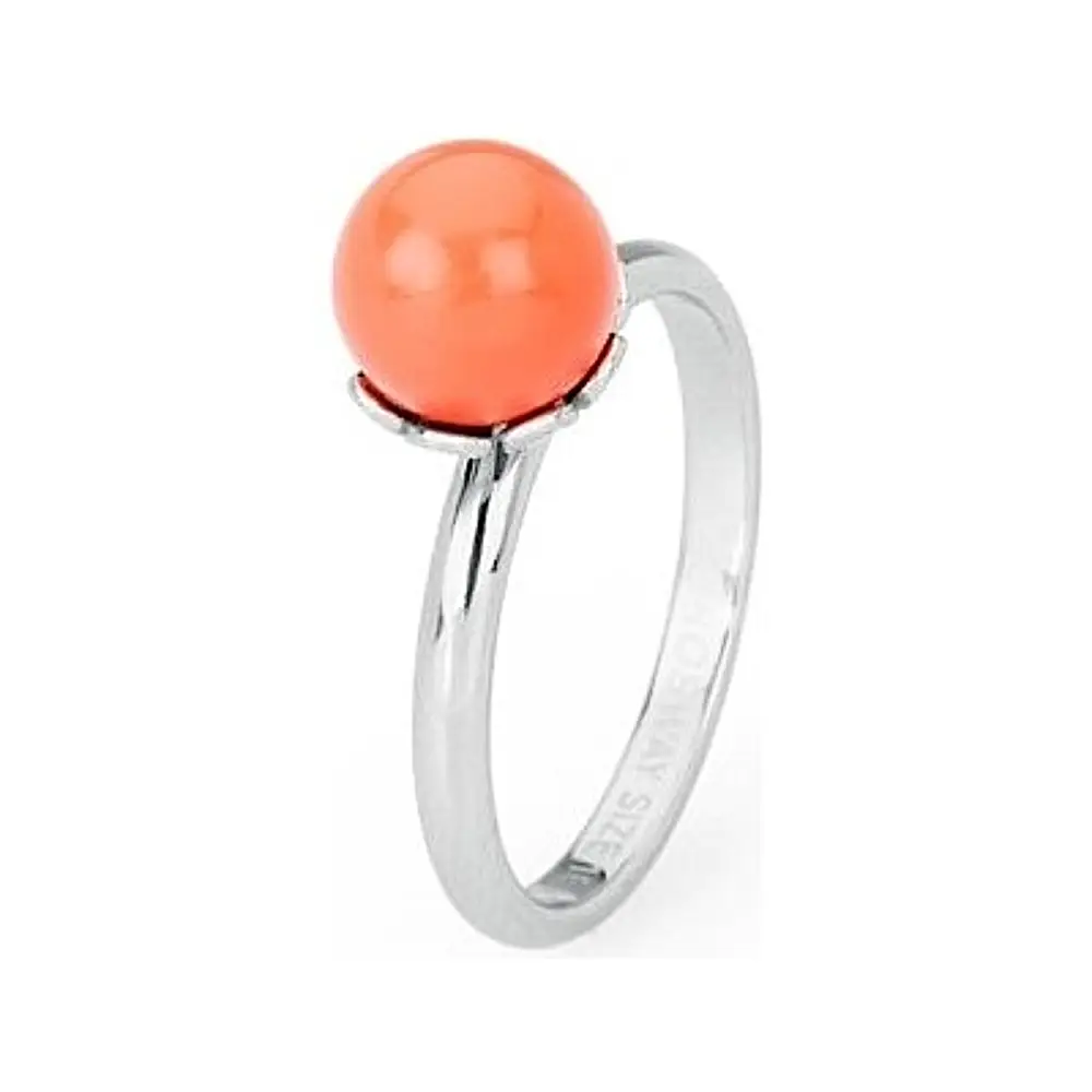 Anello donna Brosway Tring BTGC21E in corallo con banda e castone in argento, mis. 20
