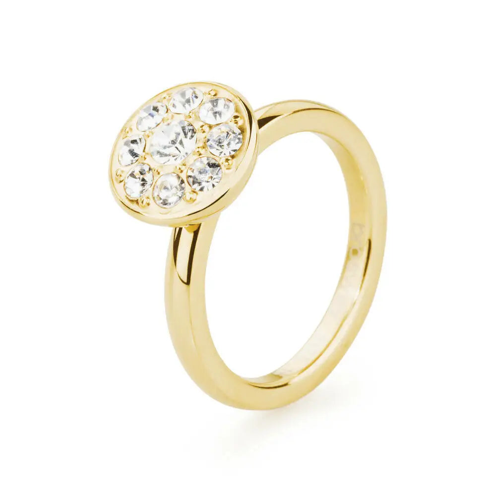 Anello donna Brosway Tring BTGC21E Mis. 20 Curiosita in oro con gemme bianche, design circolare