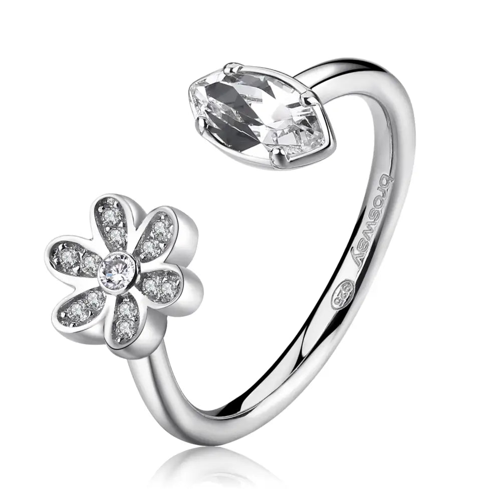 Anello donna Brosway Tring BTGC21E Mis. 20 CURIOSITÀ con fiori d’argento e CZ