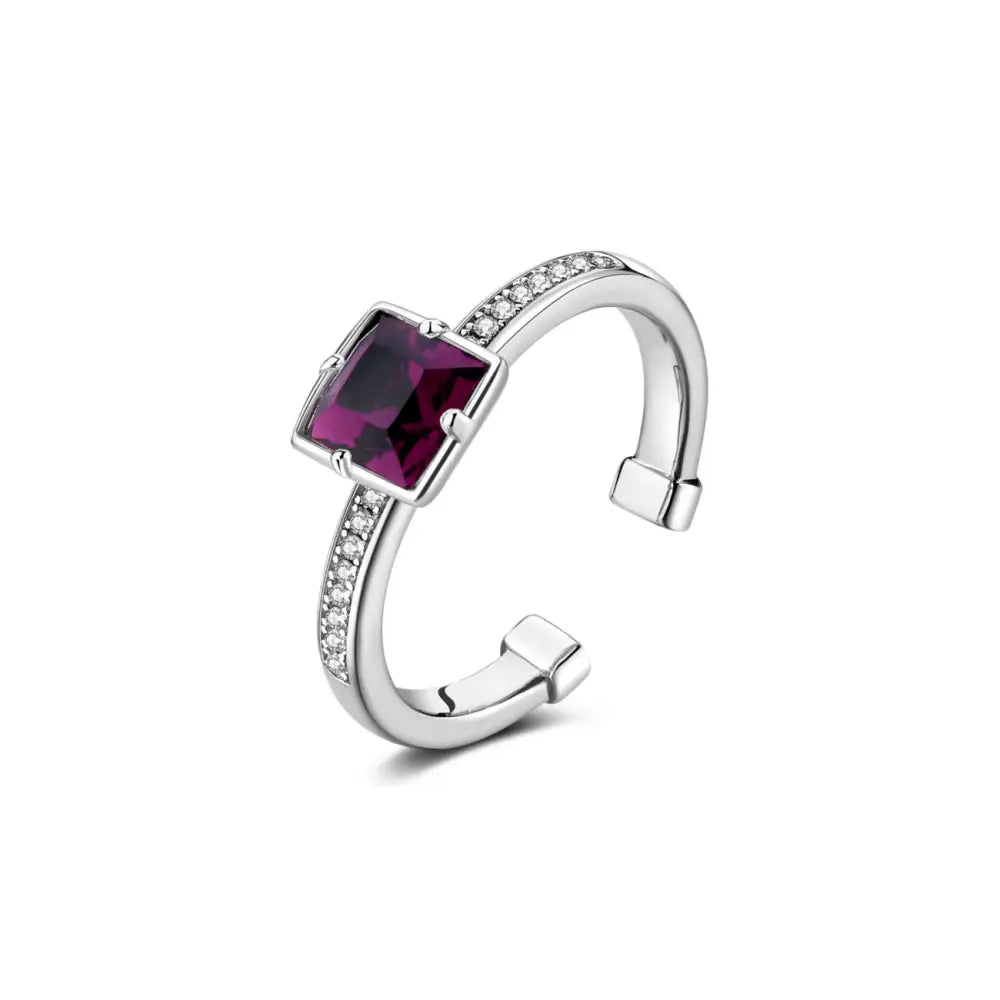 Anello donna Brosway Tring BTGC21E in argento con ametista viola quadrata e pietre bianche, mis. 20
