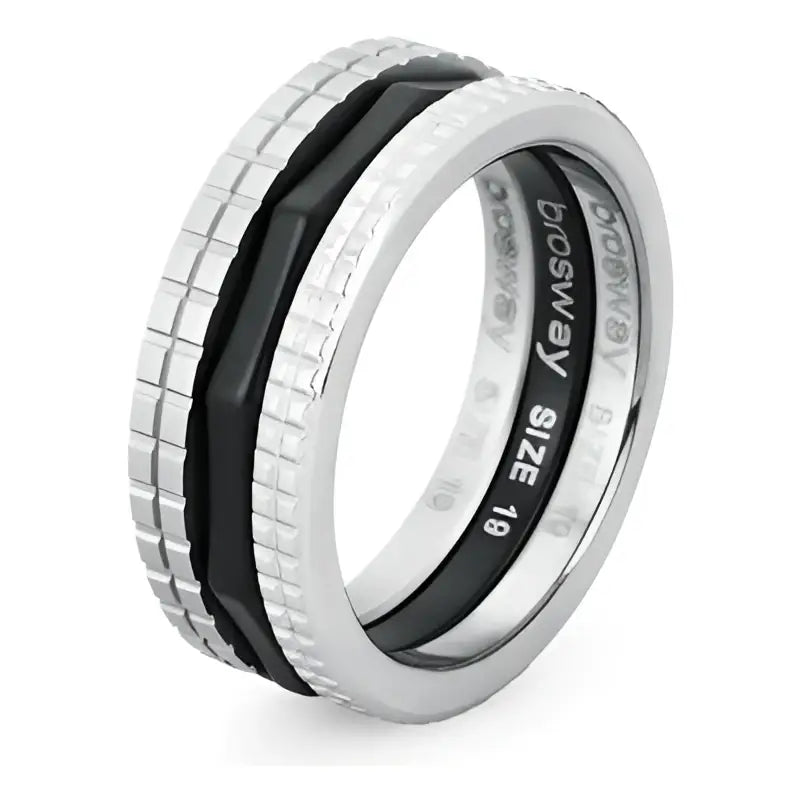 Anello donna Brosway Tring BTGC21E Mis. 20 CURIOSITA’ argento nero texture griglia