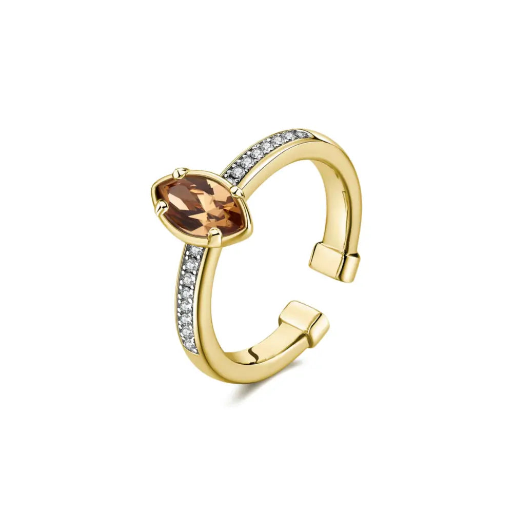 Anello donna Brosway Tring oro con gemma marrone e pietre bianche