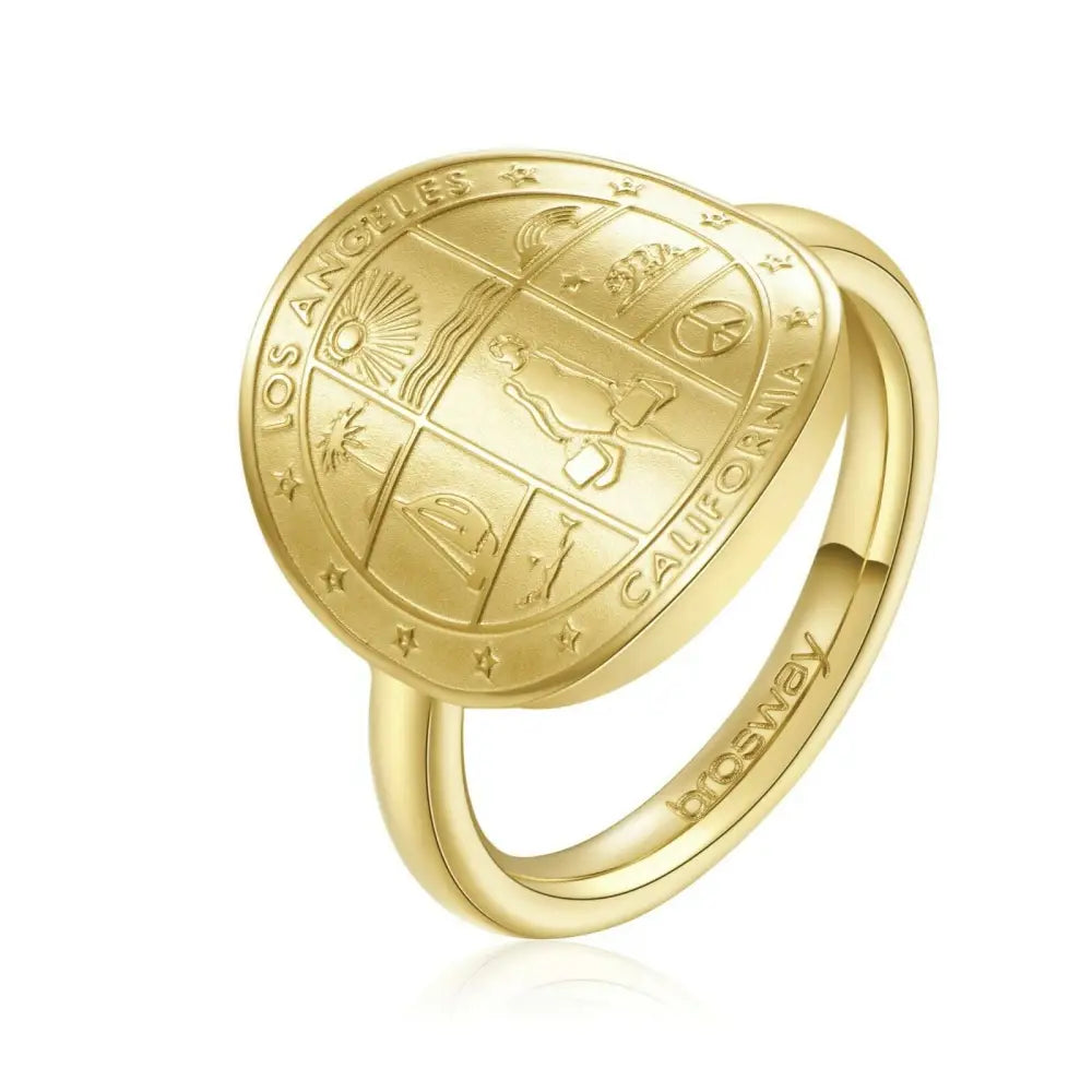 Anello donna Brosway Tring BTGC21E con moneta d’oro e simboli California