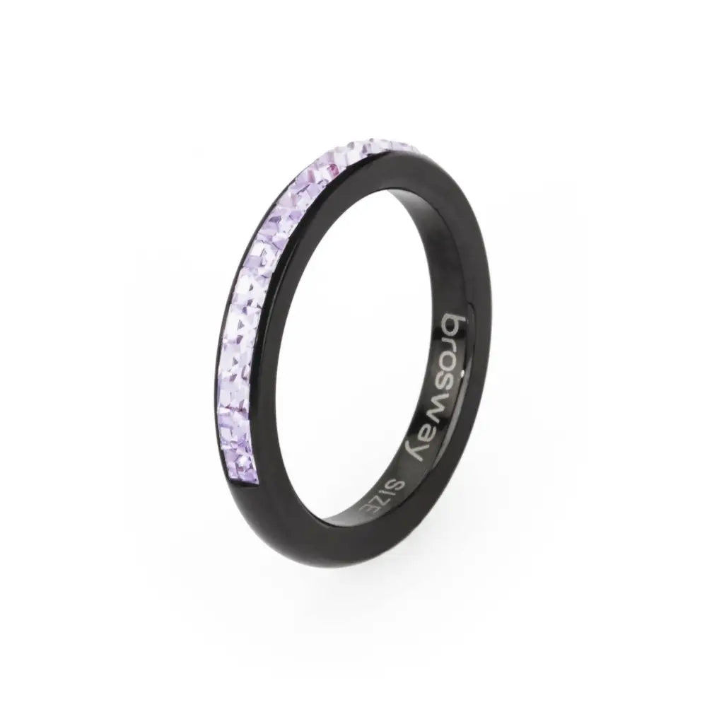 Anello donna Brosway Tring BTGC70E in gemma nera e viola, design moderno