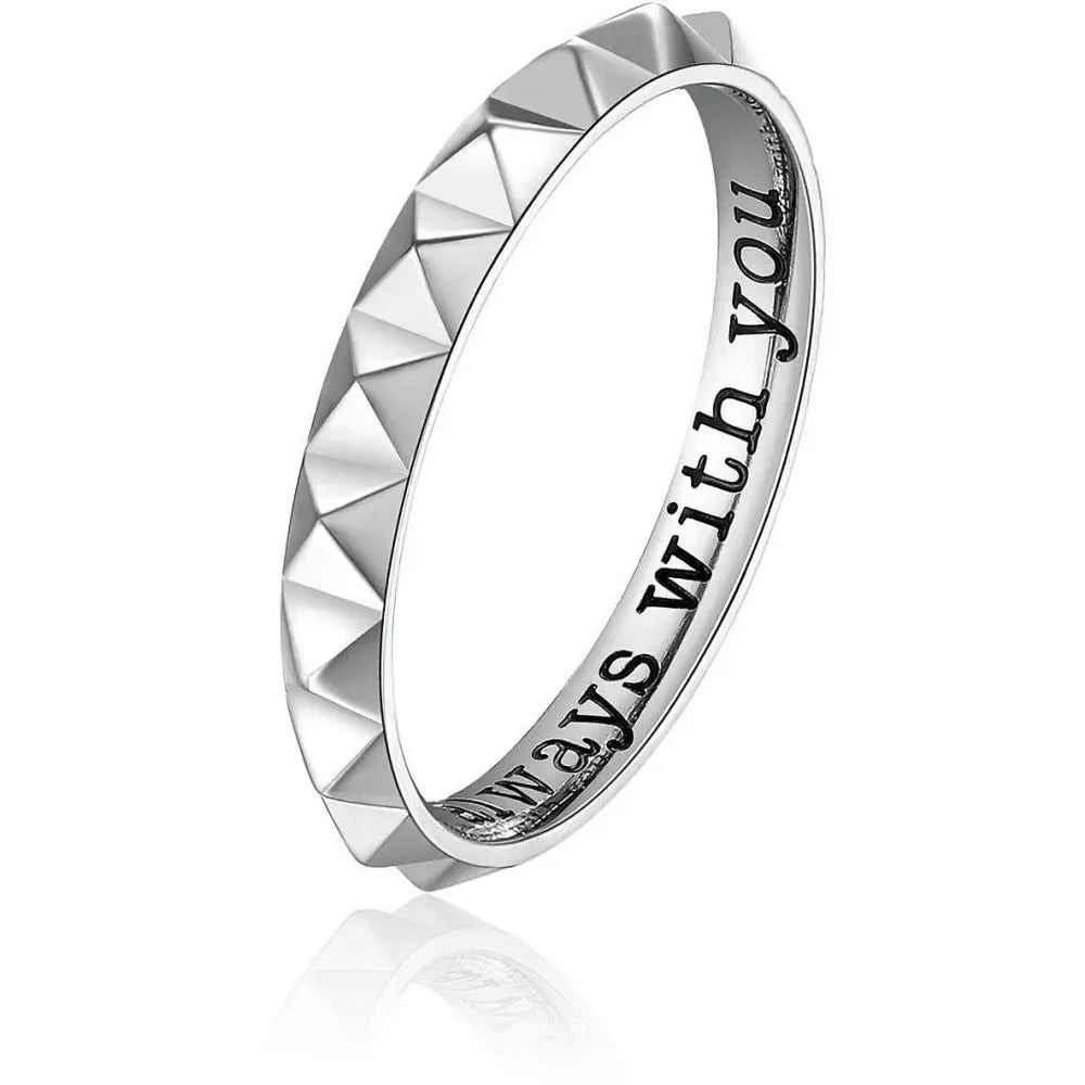 Anello Brosway With You In Acciaio BWYA01F con piramidi argento e iscrizione sempre con te