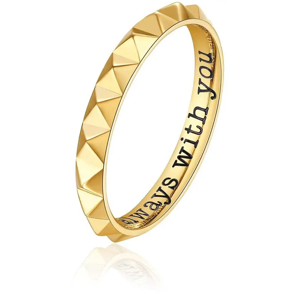 Anello Brosway With You In Acciaio BWYA02E con piramidi dorate e incisione always with you