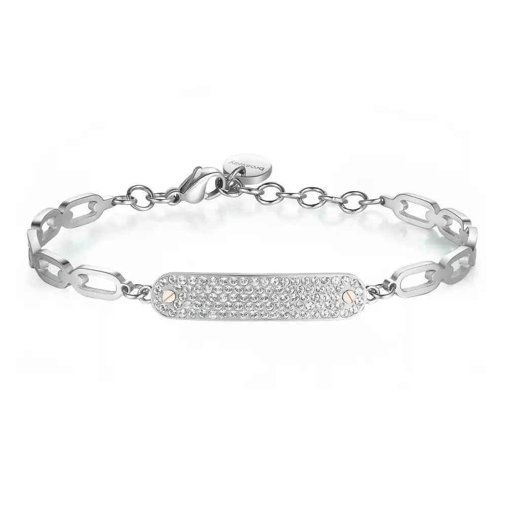 Bracciale Brosway Chakra BHK338 argento con diamanti e targa rettangolare