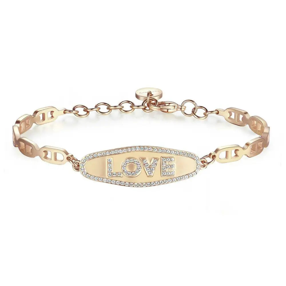 Bracciale Brosway Chakra BHK341 Love oro rosa con accenti diamanti ovali
