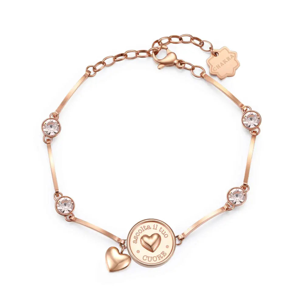 Bracciale Brosway donna chakra Ascolta Il Tuo Cuore in oro rosa con charm cuore e gemme