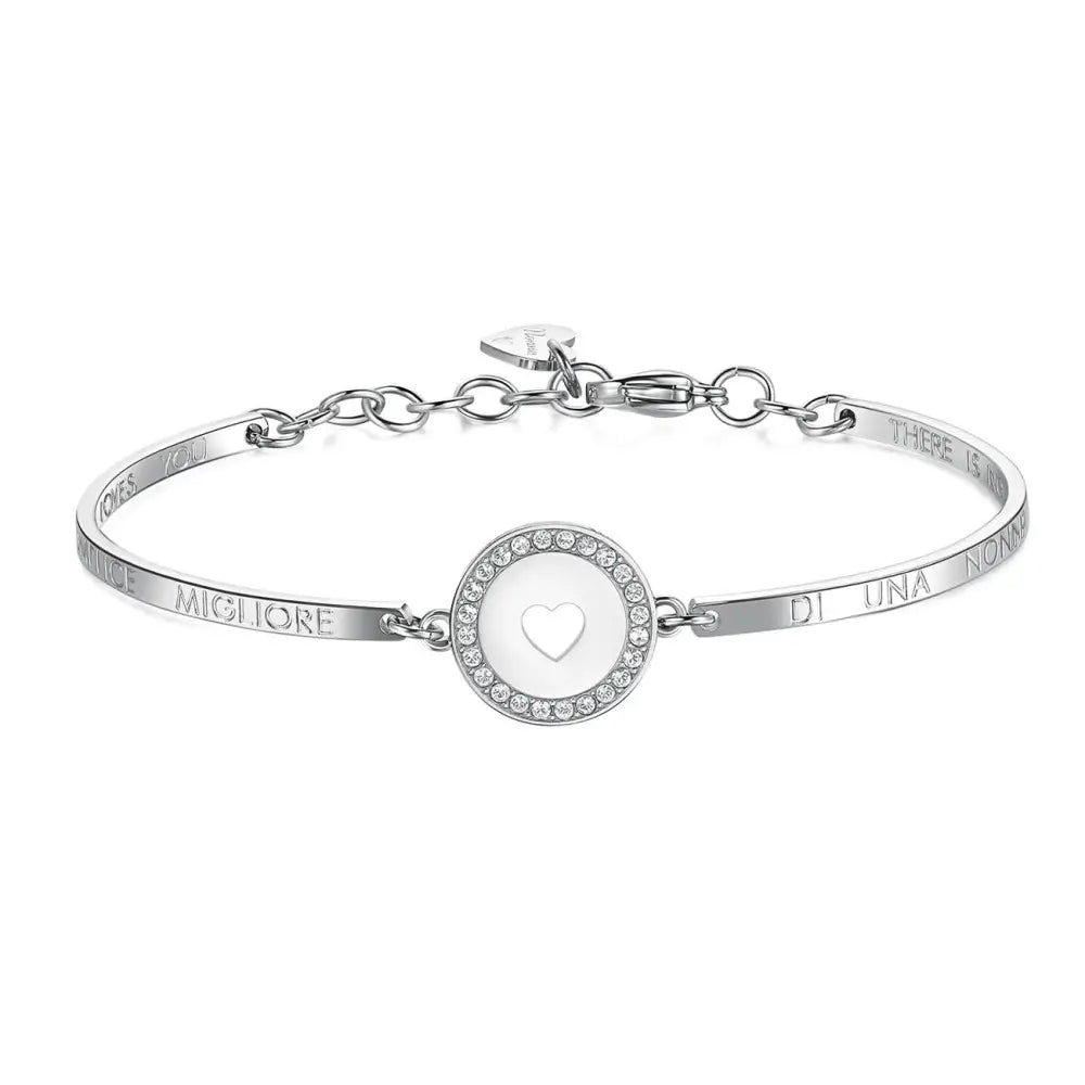 Bracciale Brosway Donna Chakra BHK407 Cuore in argento con ciondolo cuore CZ e incisione
