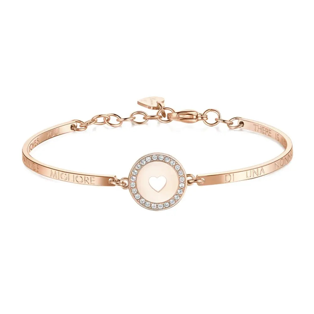 Bracciale donna Brosway Chakra BHK408 cuore in oro rosa con perla madre e diamanti