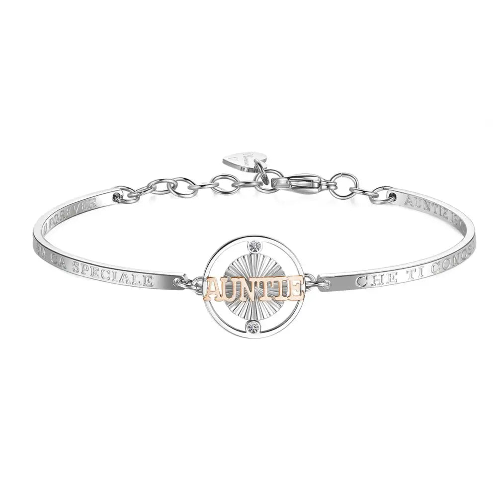 Bracciale donna Brosway Chakra BHK409 Zia in argento con accenti oro e bianco, design circolare