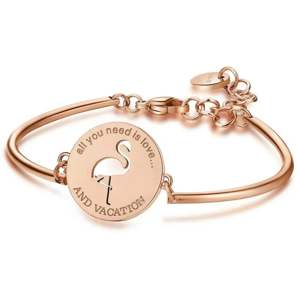 Bracciale donna Brosway Chakra Fenicottero in oro rosa con design flamingo vacation
