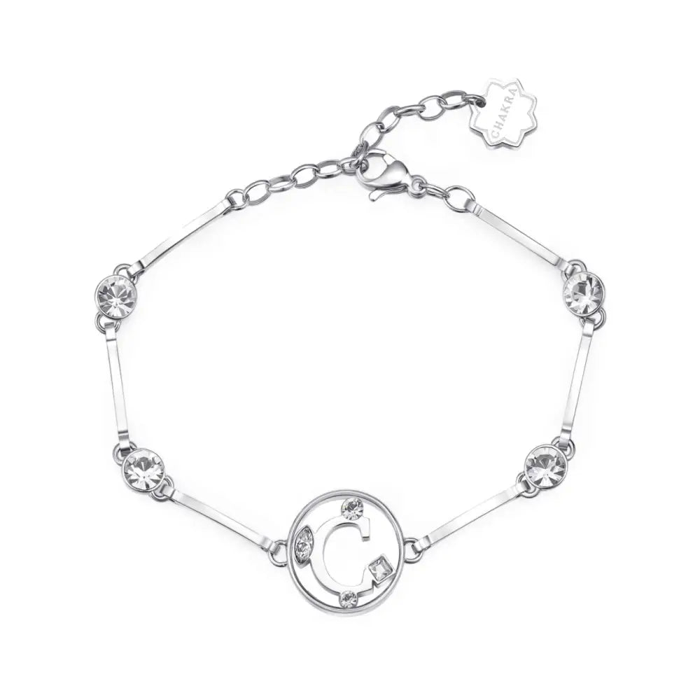Bracciale Brosway donna argento con gemme chakra lettera C e charm stella