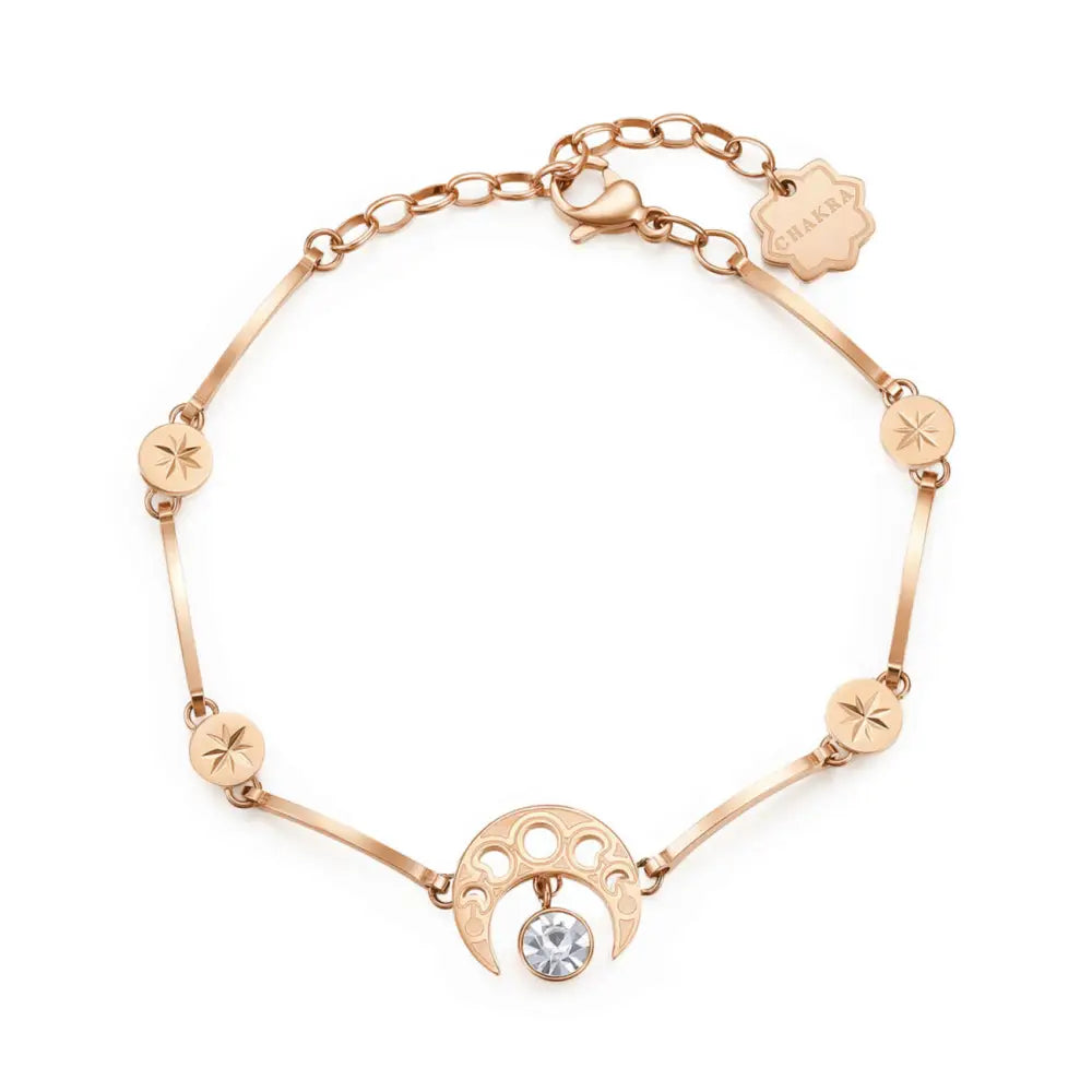 Bracciale donna Brosway Chakra Luna Crescente oro rosa con CZ e stelle