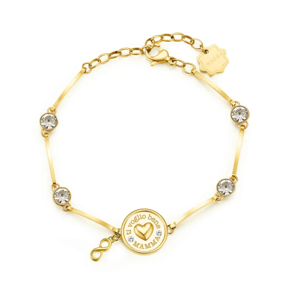 Bracciale Brosway donna Chakra Mamma con cuore d’oro, gemme trasparenti e simbolo infinito