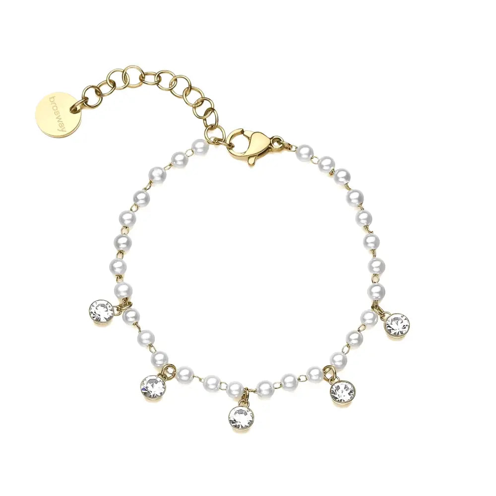 Bracciale donna Brosway Chant in acciaio con cristalli, perle e accenti oro