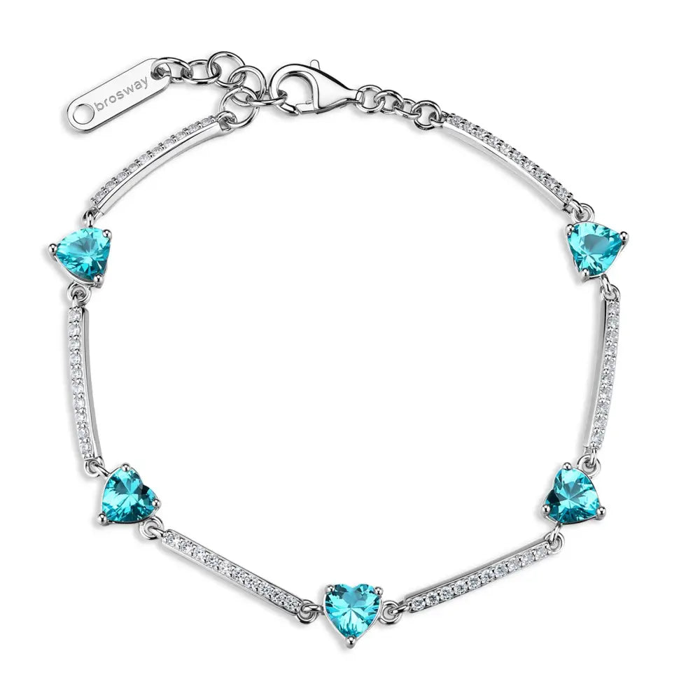 Bracciale Brosway donna Fancy FAG08 argento 925 con cuori turchesi e diamanti
