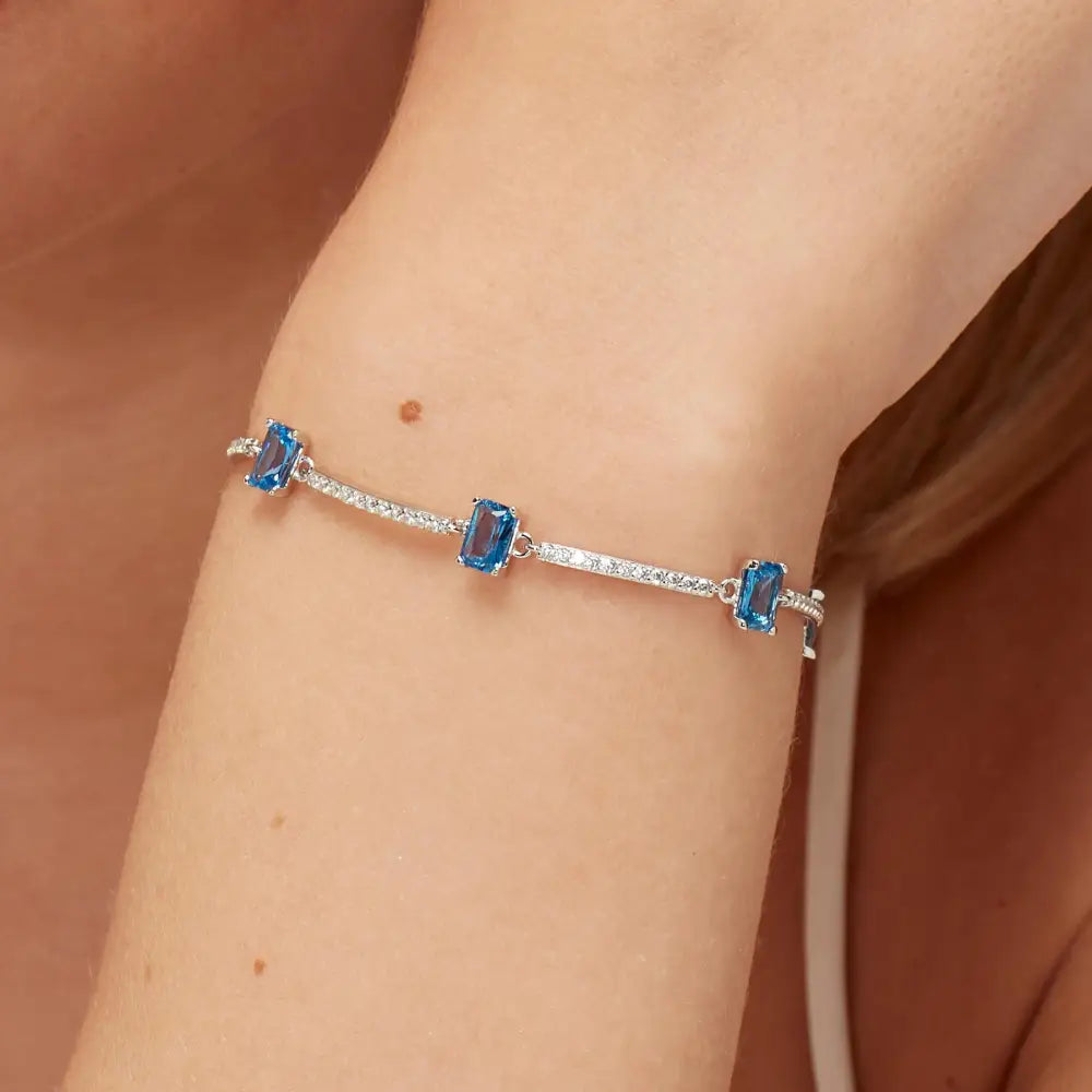 Bracciale tennis Brosway Fancy donna in argento 925 con topazio blu e diamanti