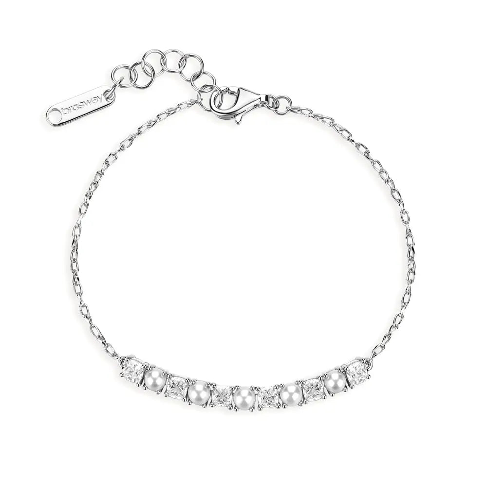Bracciale donna Brosway in argento 925 con perle e cristalli, chiusura a gancio