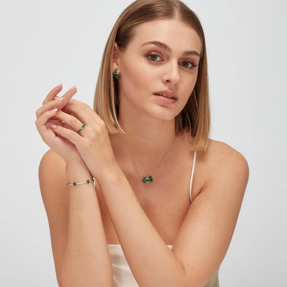 Brosway donna bracciale argento 925 Fancy FLG04 con gioielli verdi