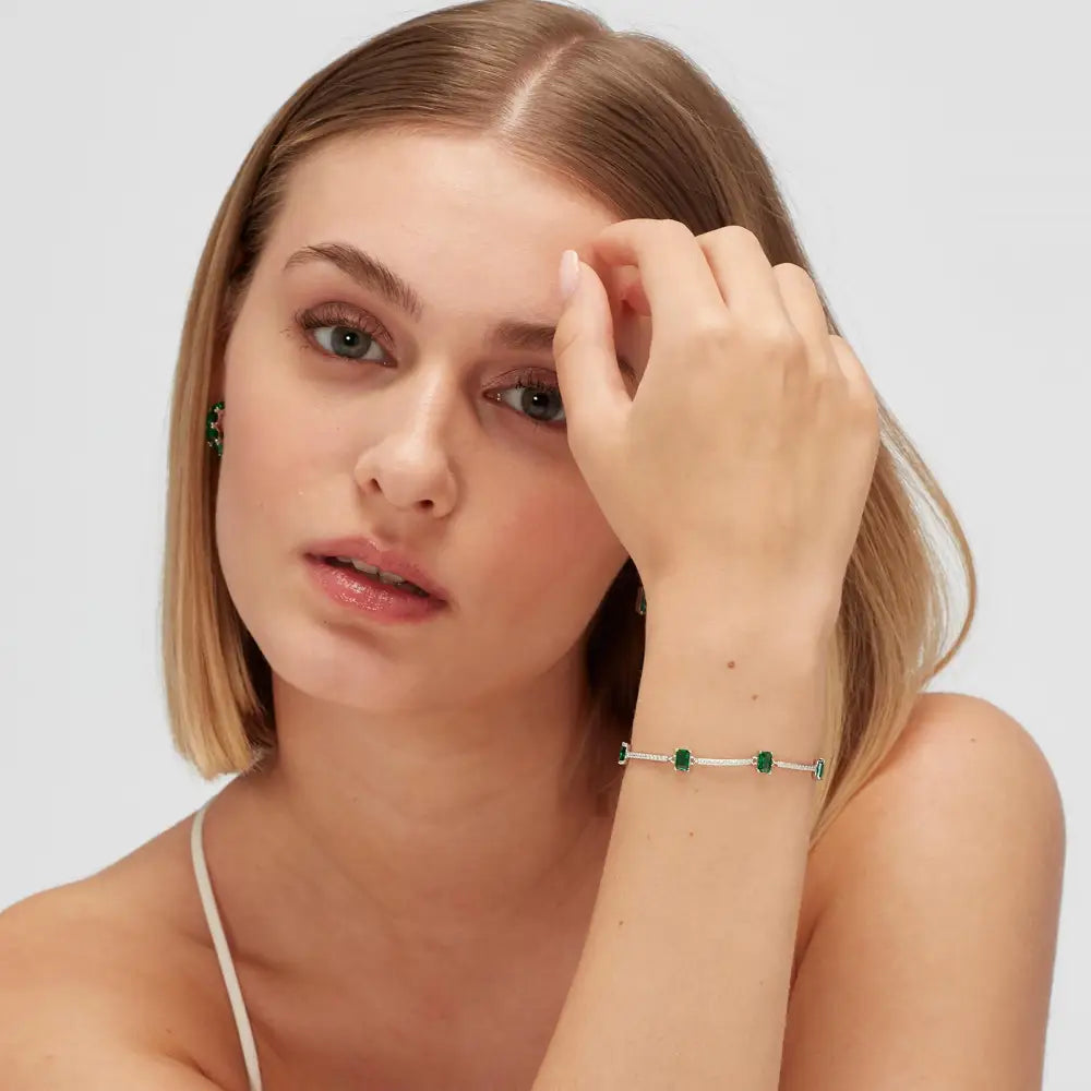 Bracciale donna Brosway Fancy FLG04 in argento 925 con smeraldi