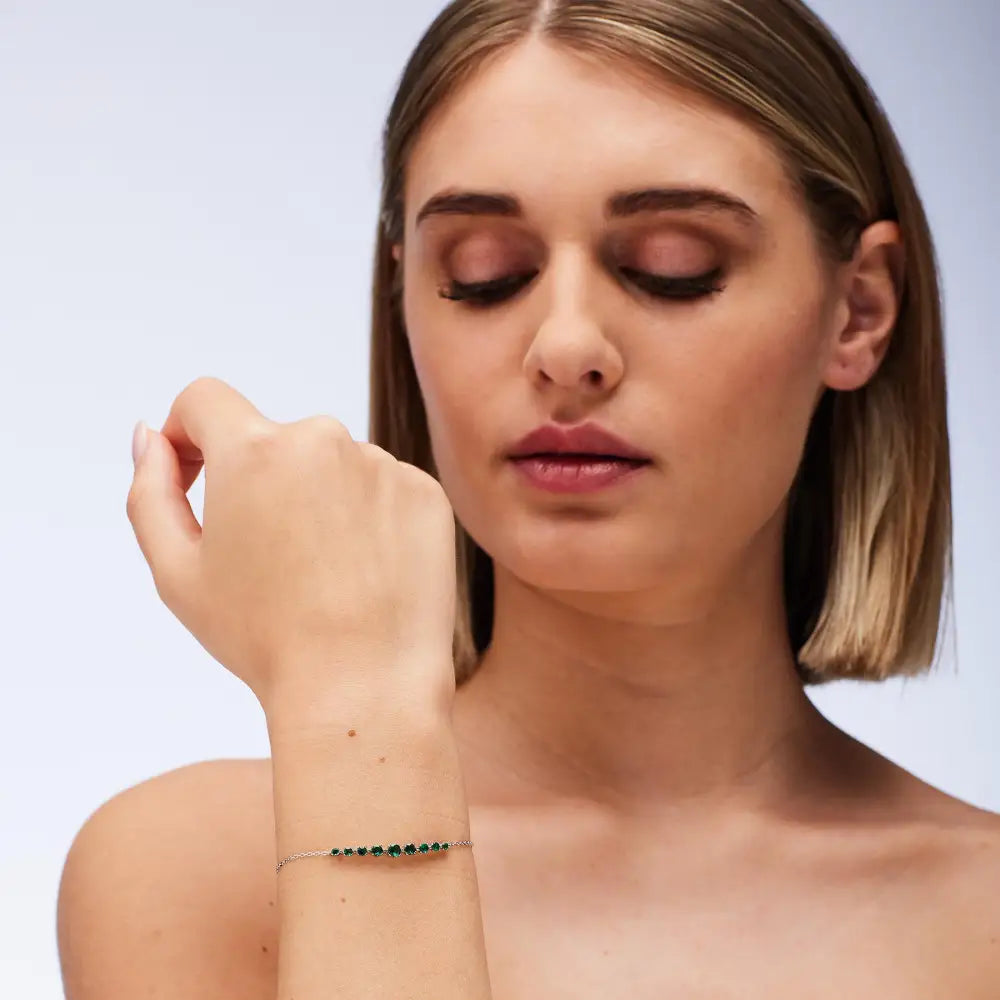 Bracciale donna Brosway Fancy FLG132 in argento 925 con perline verdi e accenti oro