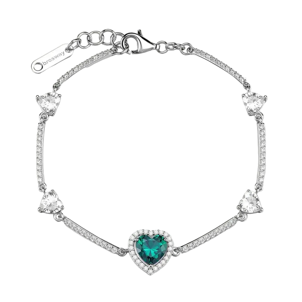 Bracciale Brosway donna in argento 925 Fancy FLG145 con cuore verde e cristalli