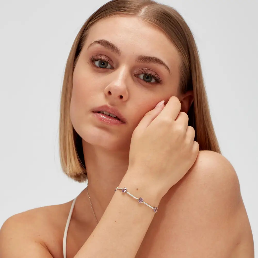 Bracciale Brosway donna in argento 925 con gemme rosa, collezione Fancy FMP06