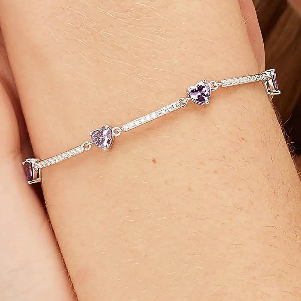 Bracciale Brosway donna in argento 925 Fancy FMP119 con cuore di cristallo viola e zirconia