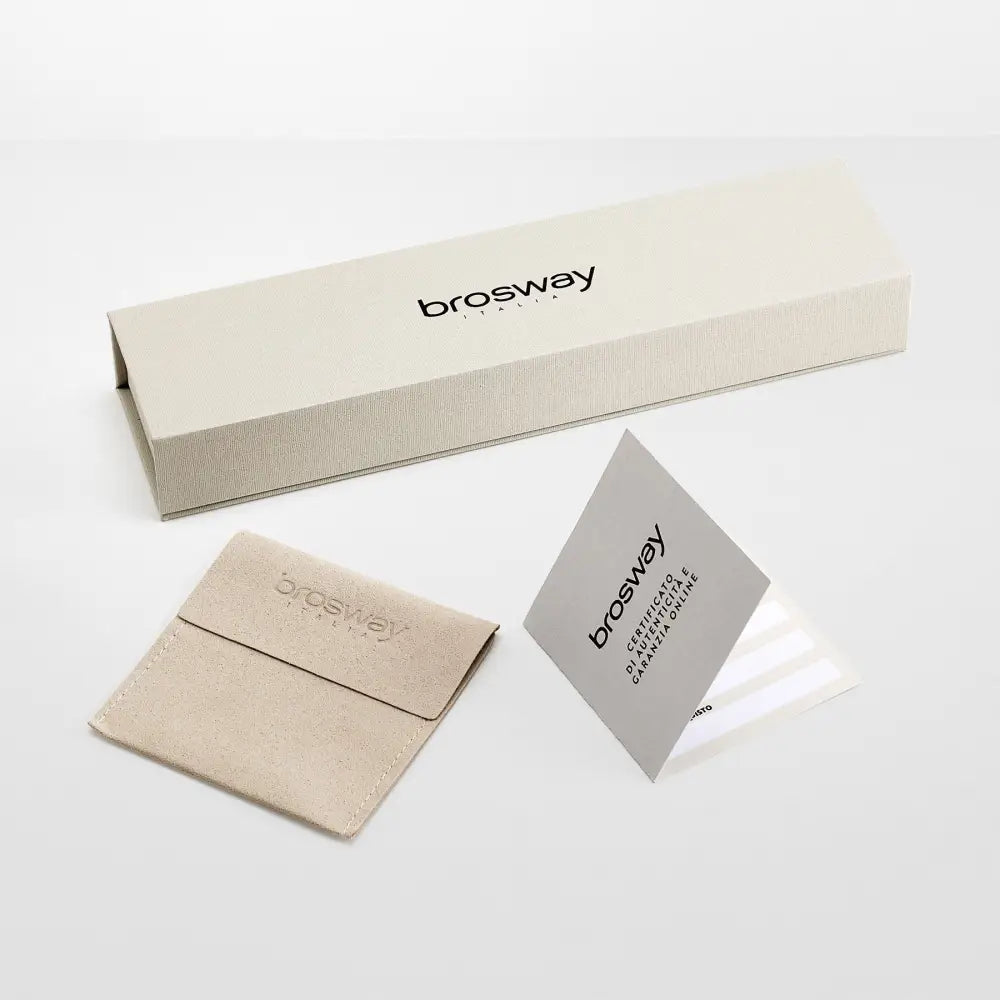 Scatola Brosway beige in suede con pouch e certificato Fancy FTP05
