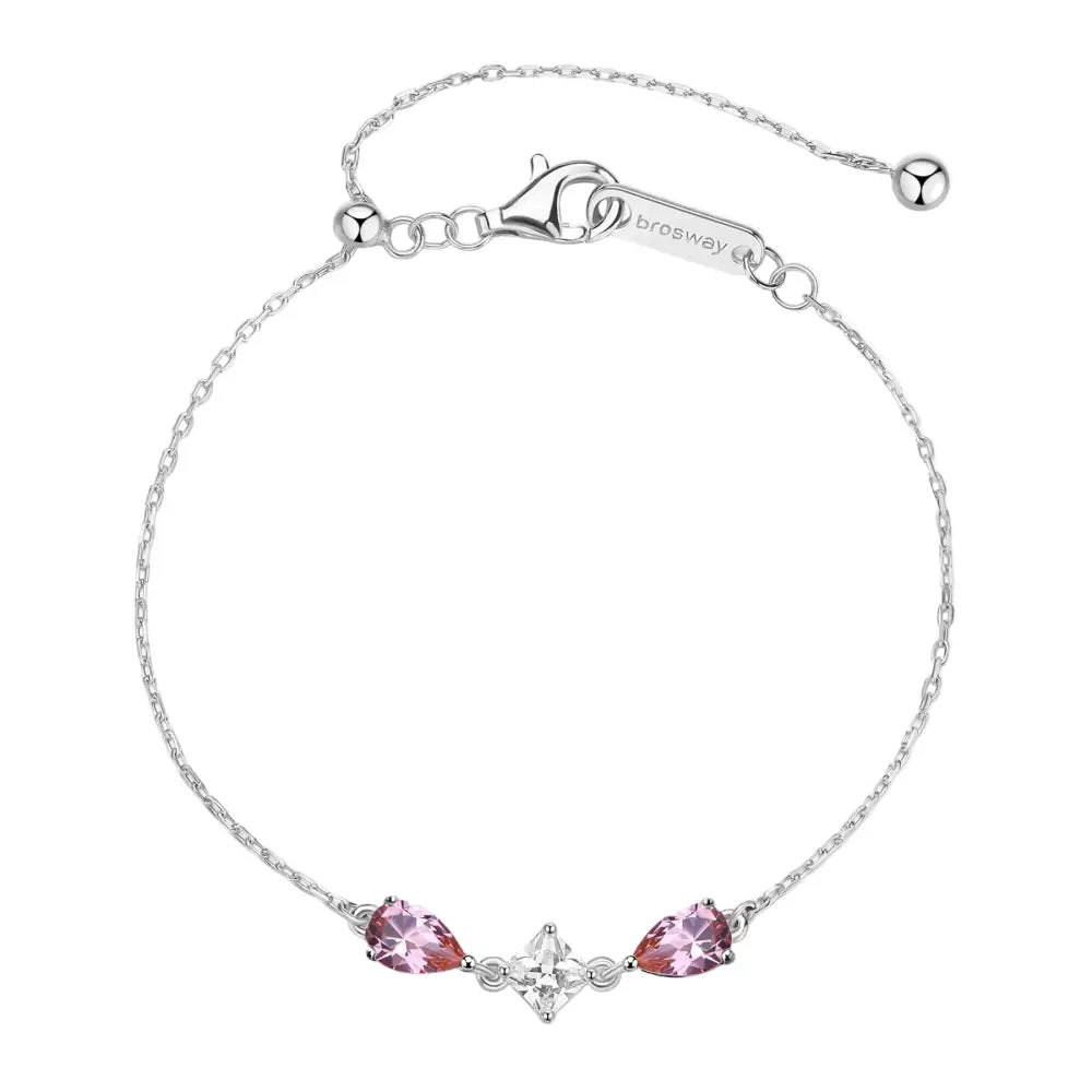 Bracciale donna Brosway Fancy FTP05 argento 925 con pietre rosa e diamante centrale