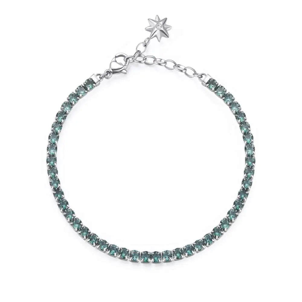 Bracciale tennis donna Brosway Desideri EQUILIBRIO Stella BEI053 verde cristallino con chiusura stella argento