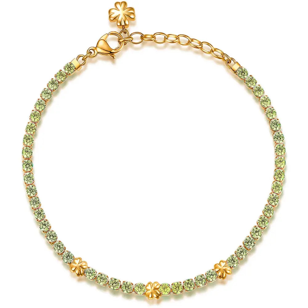 Bracciale Brosway tennis donna in cristalli oro e verde con chiusura floreale