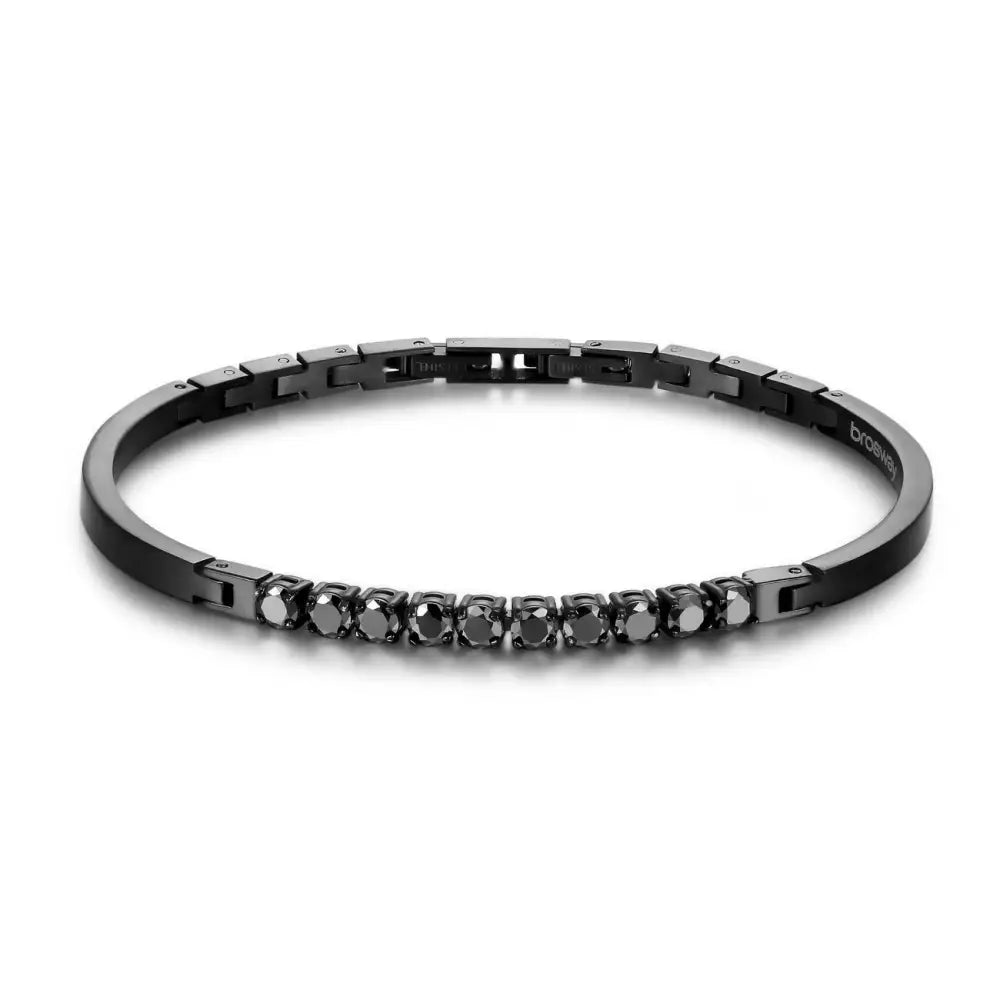Bracciale magnetico Brosway BVD18 uomo acciaio nero e argento con CZ