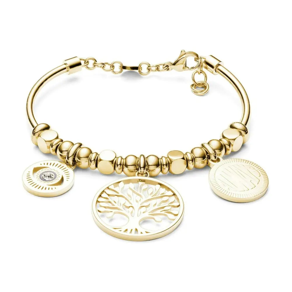 Bracciale Brosway Tres Jolie con charm albero della vita dorato e dettagli perlinati