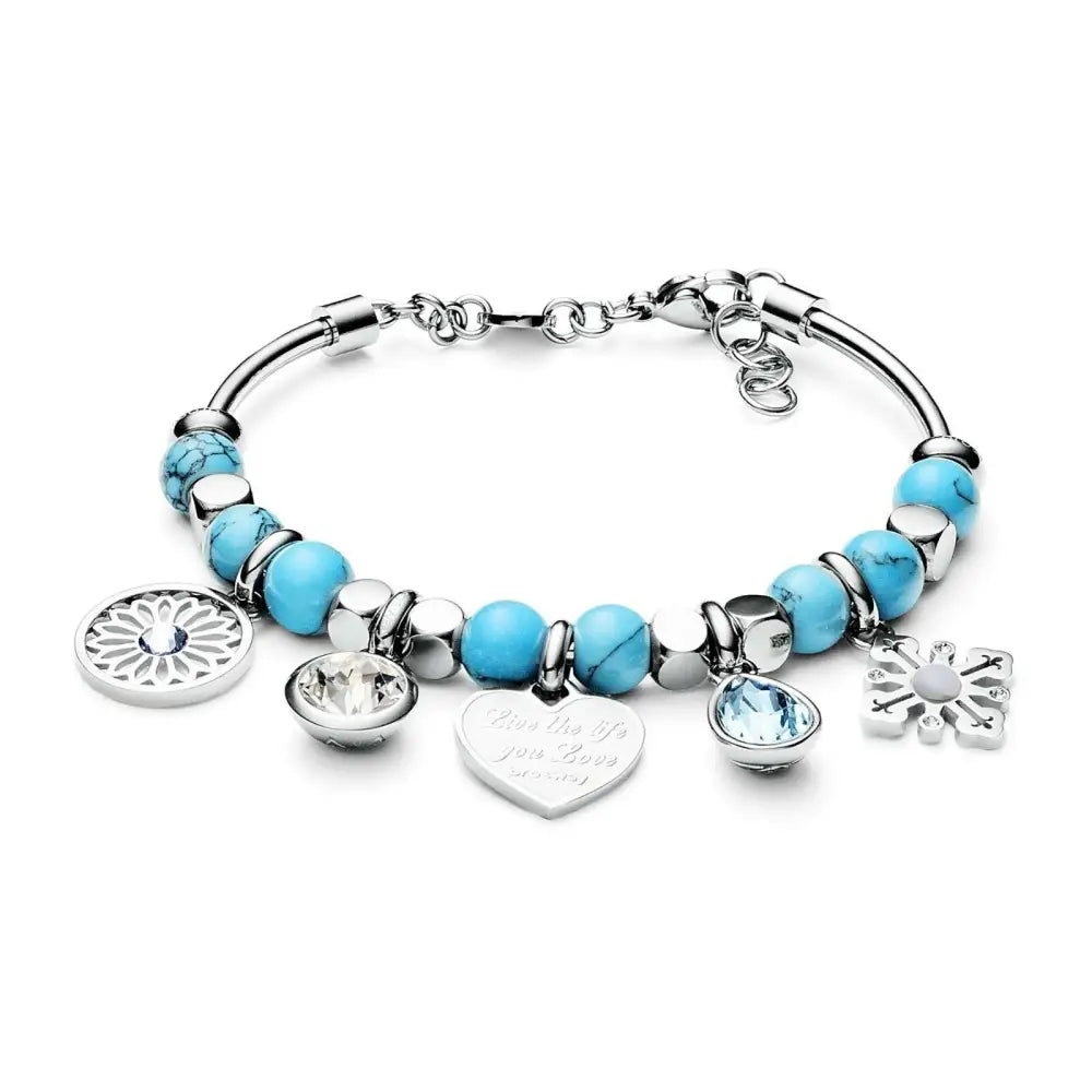 Bracciale Brosway Tres Jolie Jewels BTJMS793 con charms argento e perline blu