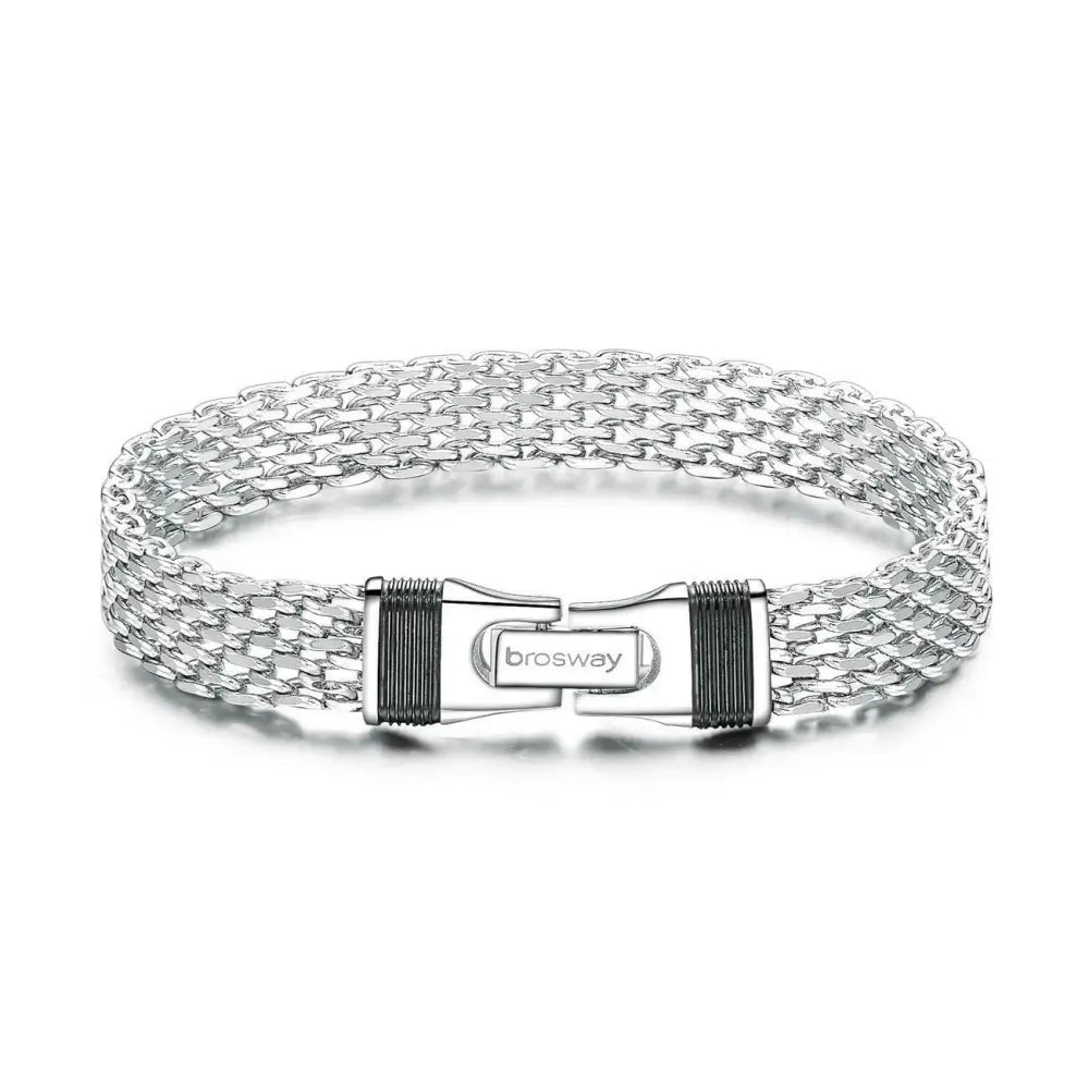 Bracciale Brosway Uomo Acciaio Uniform BNF11B in rete argento intrecciata con chiusura